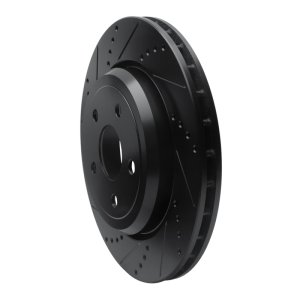 Dodge Durango Brake Rotor (1) - Rear Left - R1 Concepts - Drilled & Slotted - Black - `12-`25